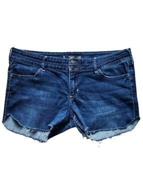 Hollister Low Rise Cutoff Denim Shorts Size 15 W32 Y2K Raw Hem Two Button